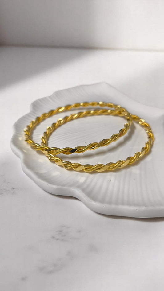 22 Ayar Altın Kaplama İkili Burma Bilezik