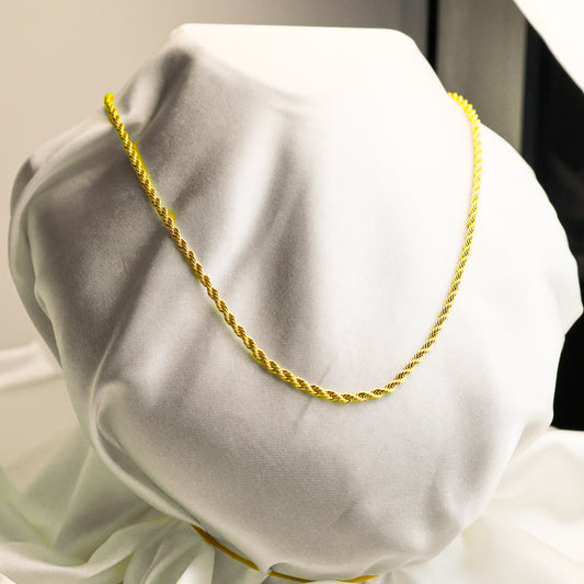 22 Ayar Altın Kaplama Halat Zincir (3 mm)