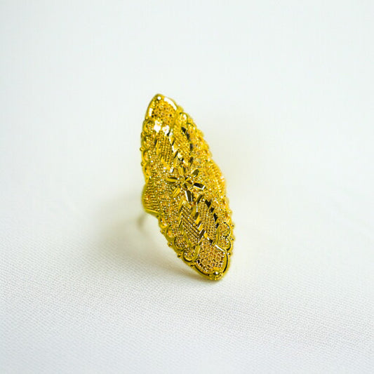 22 Ayar Altın Kaplama Hint Yüzük | Ölçüsü Ayarlanabilir