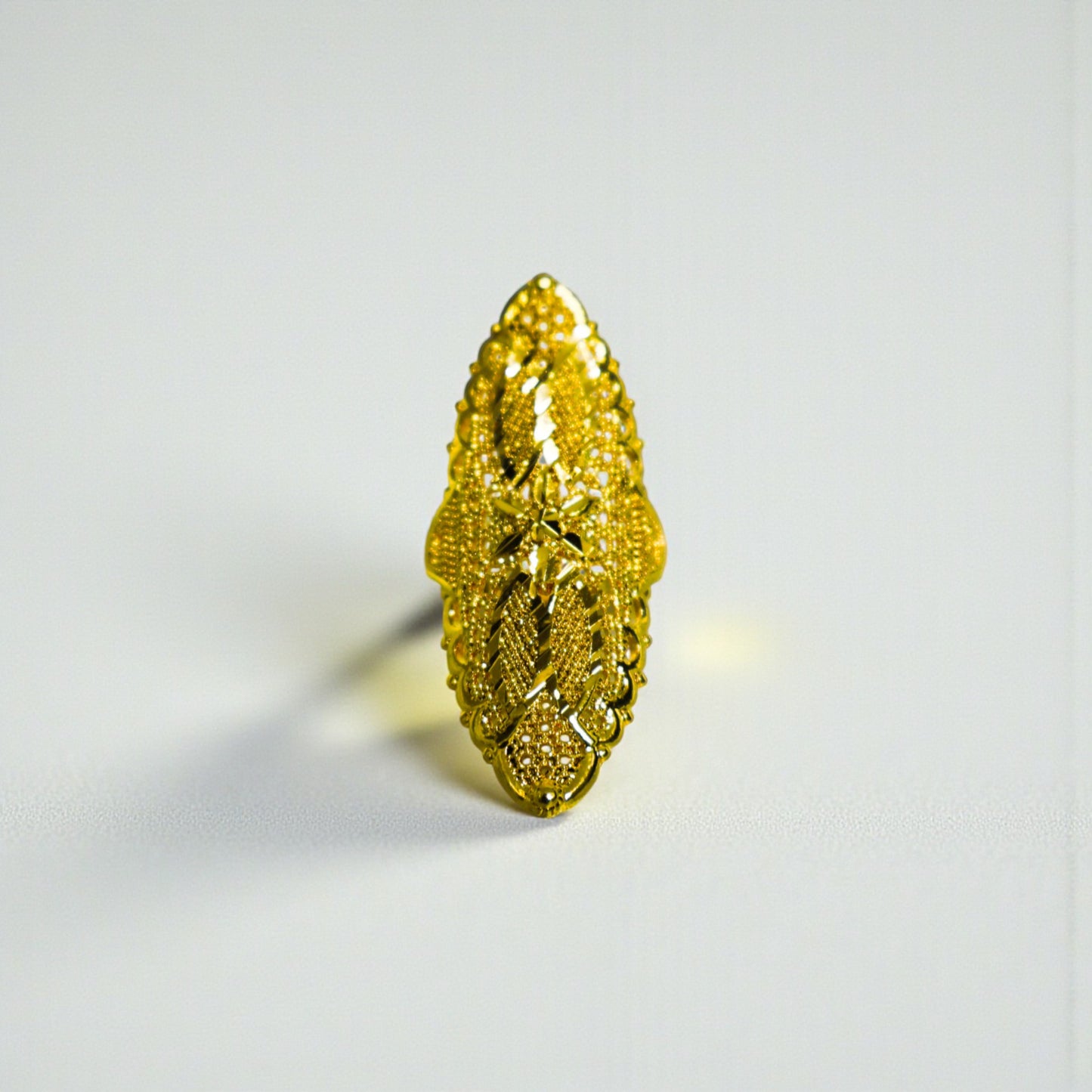 22 Ayar Altın Kaplama Hint Yüzük | Ölçüsü Ayarlanabilir