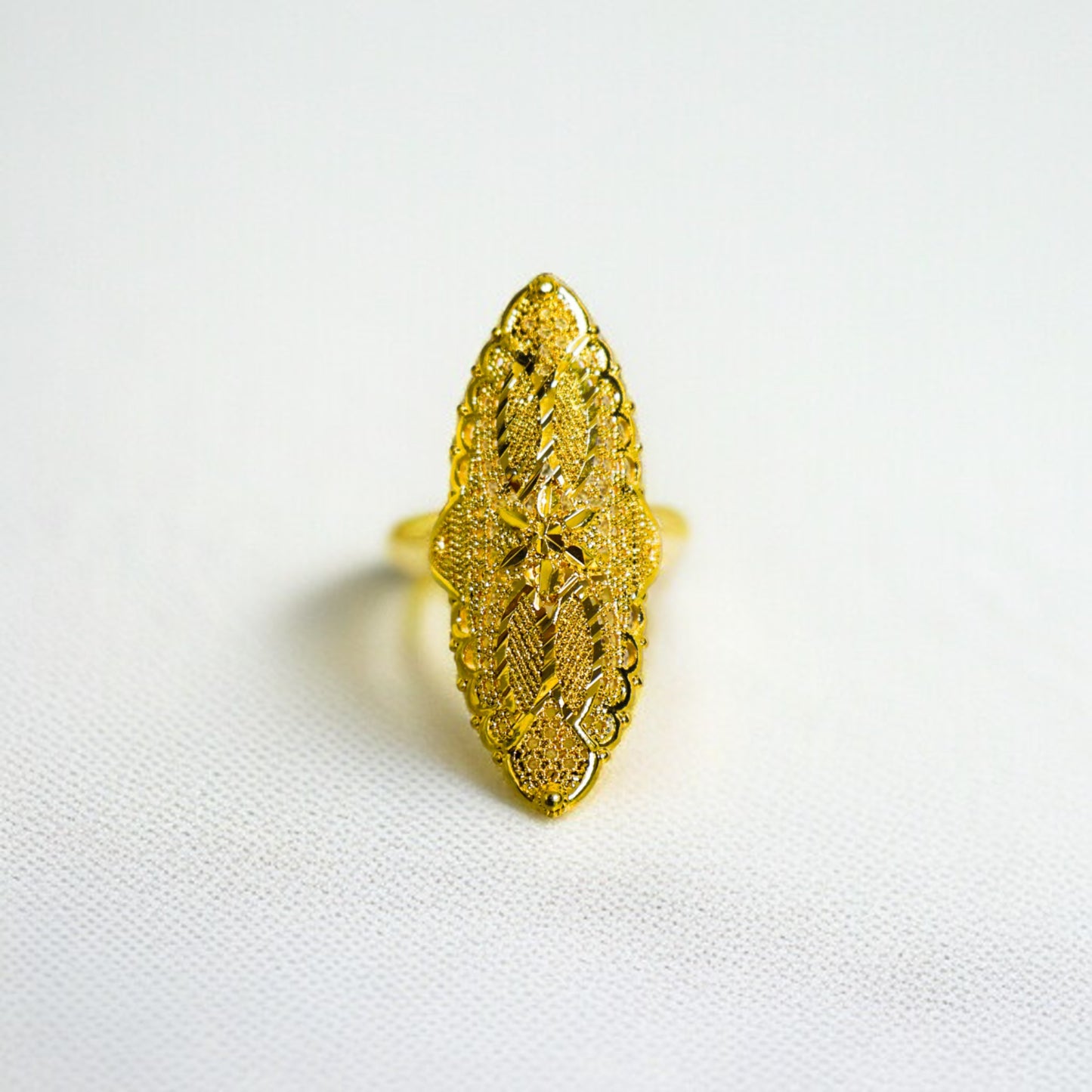 22 Ayar Altın Kaplama Hint Yüzük | Ölçüsü Ayarlanabilir