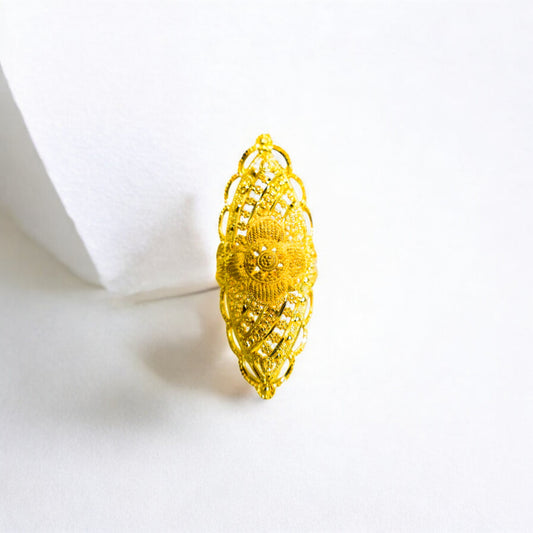 22 Ayar Altın Kaplama Hint Yüzük | Ölçüsü Ayarlanabilir