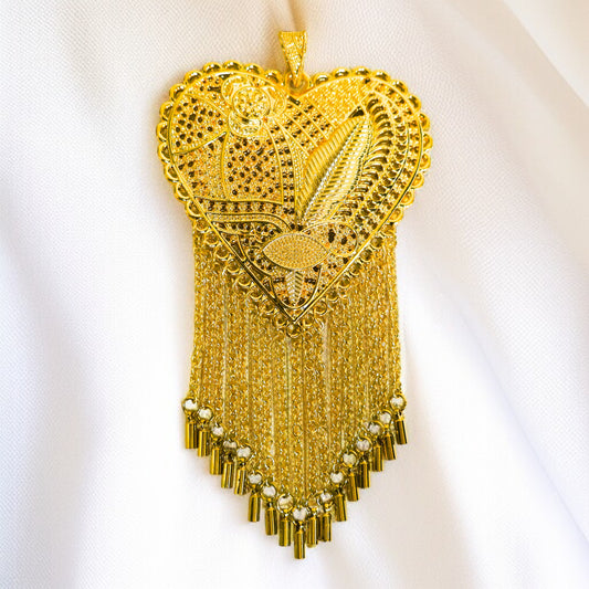 22 Ayar Altın Kaplama Hint Kolye Ucu | Zarif & Etnik Tasarım