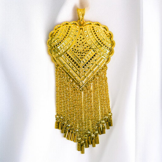 22 Ayar Altın Kaplama Hint Kolye Ucu | Zarif & Etnik Tasarım