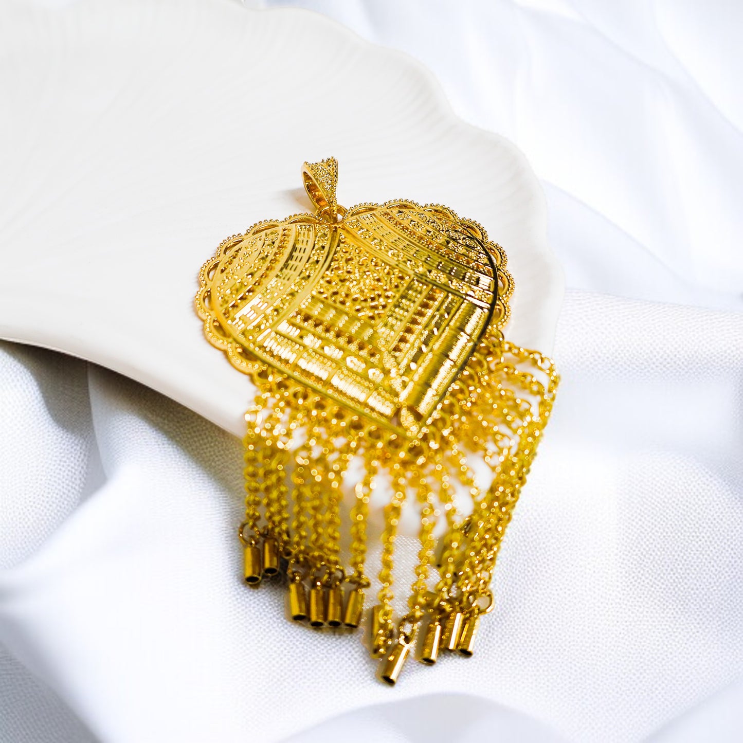 22 Ayar Altın Kaplama Hint Kolye Ucu | Zarif & Etnik Tasarım