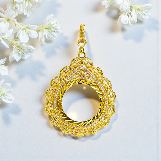 22 Ayar Altın Kaplama Yarım Altın Uyumlu İşlemeli Kolye Ucu