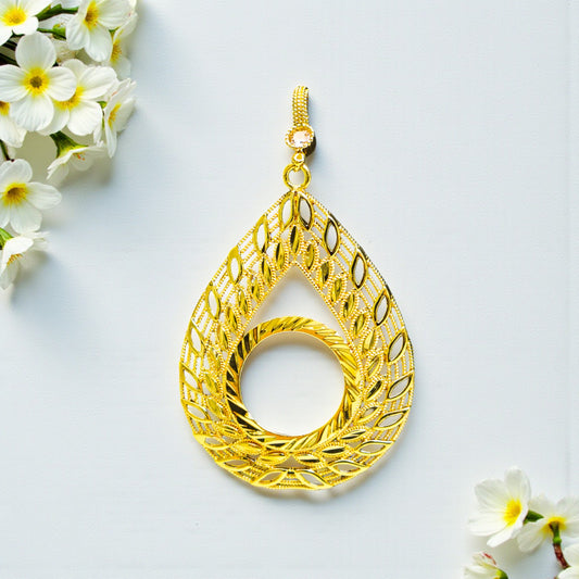 22 Ayar Altın Kaplama Pullu Damla Form Yarım Altın Uyumlu Kolye Ucu