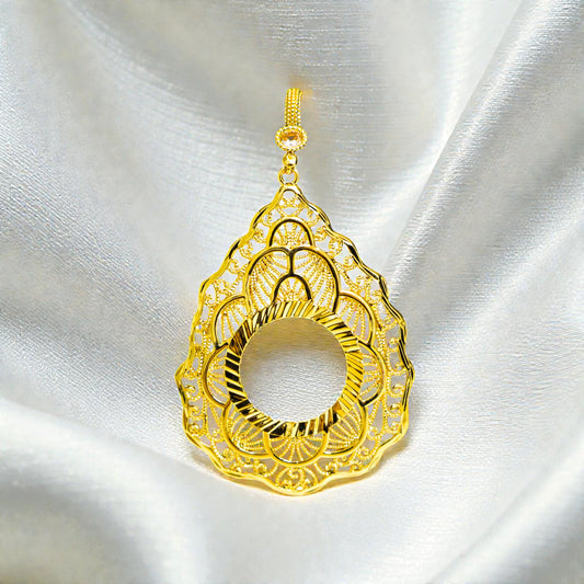 22 Ayar Altın Kaplama Damla Formlu Yarım Altın Uyumlu Tül Kolye Ucu