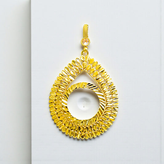 22 Ayar Altın Kaplama Pullu Damla Şekilli Yarım Altın Uyumlu Kolye Ucu